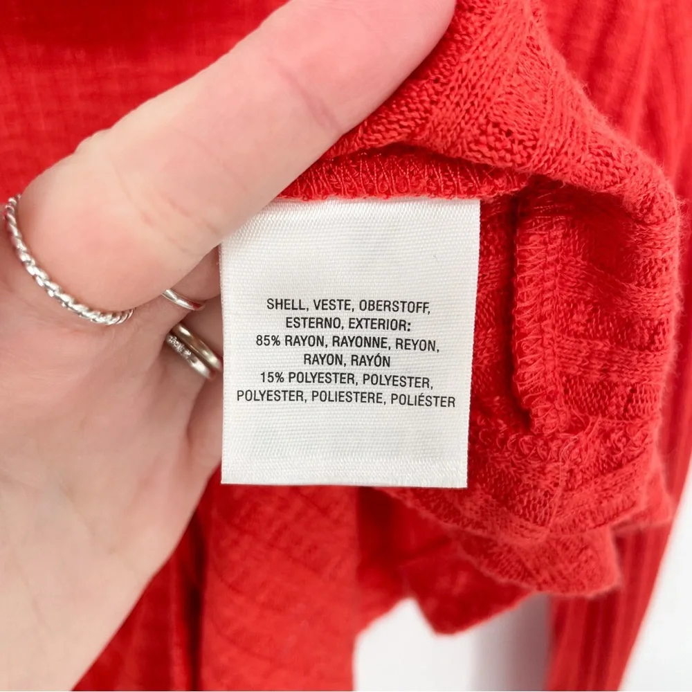 Anthropologie Maeve Winterscape Cowl Neck Waffle Knit Top Coral Small